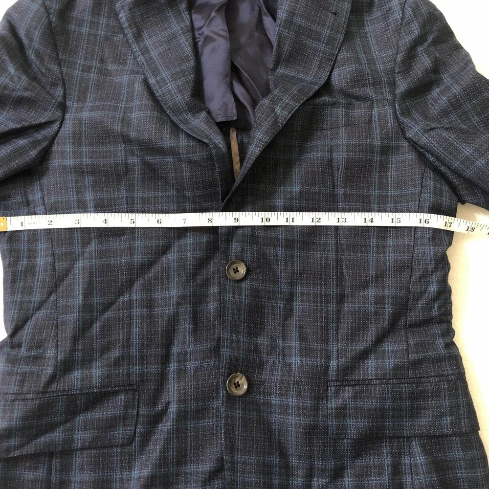 Jack Victor Blazer Mens 36S Blue Plaid Super 130s Wool Sport Coat Jacket Canada